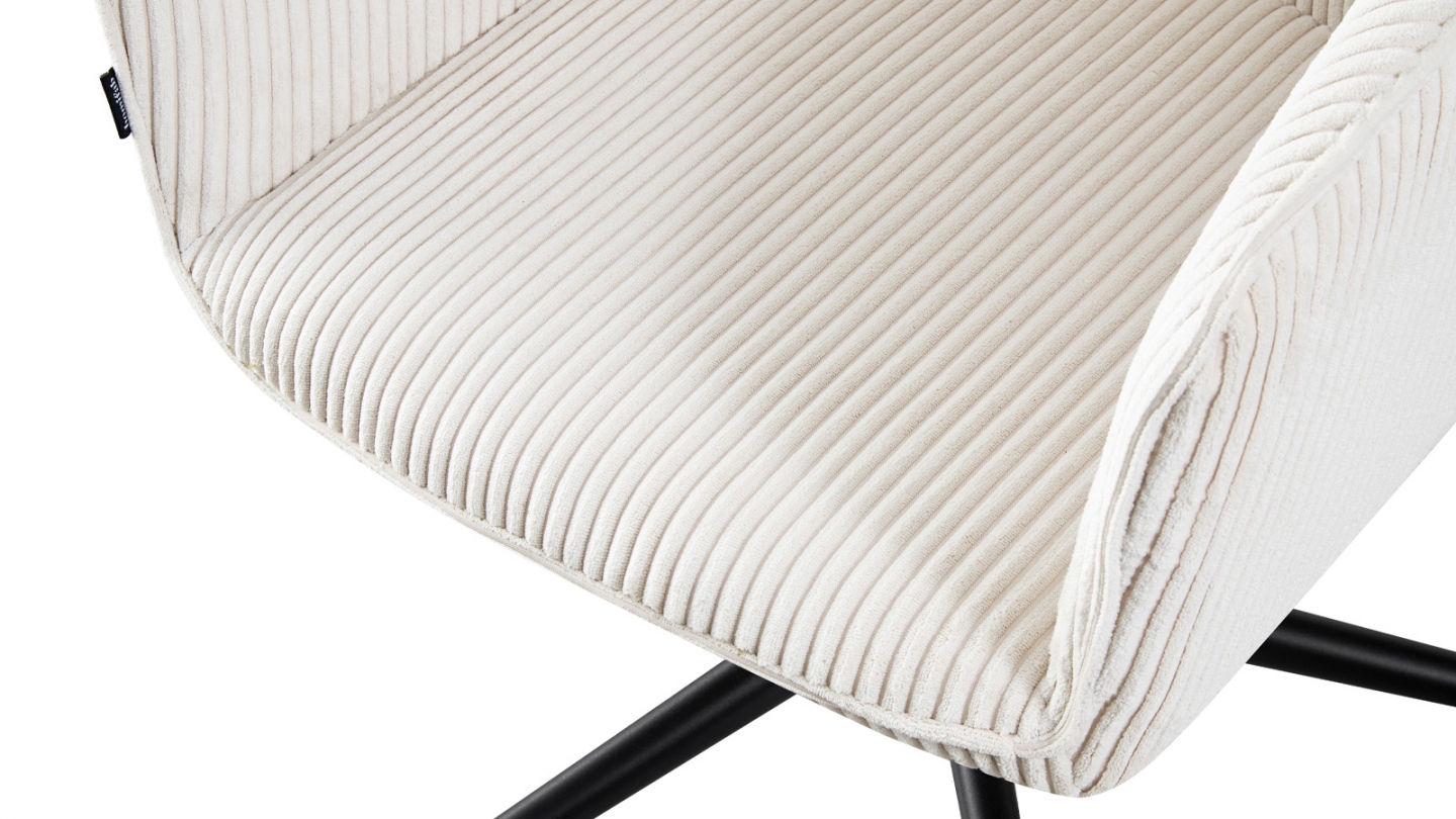 Fauteuil de bureau pivotant et réglable en hauteur en velours côtelé beige - Marlo