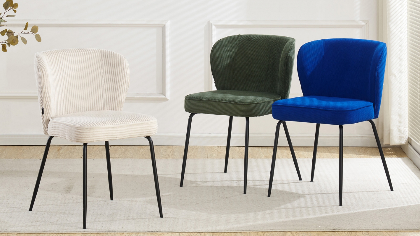 Lot de 2 chaises en velours côtelé vert kaki - Tara