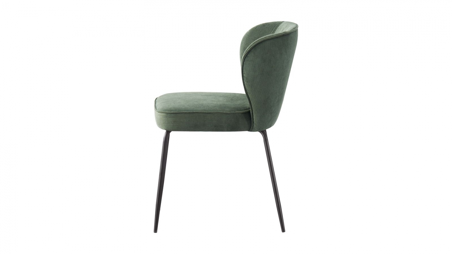 Lot de 2 chaises en velours côtelé vert kaki - Tara