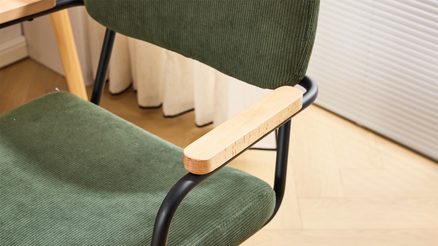 Fauteuil de bureau pivotant et réglable en hauteur en velours côtelé vert kaki - Gianni