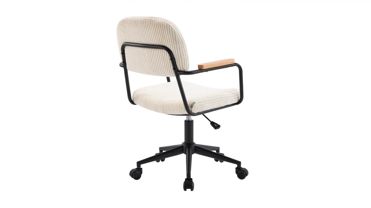 Fauteuil de bureau pivotant et réglable en hauteur en velours côtelé beige - Gianni