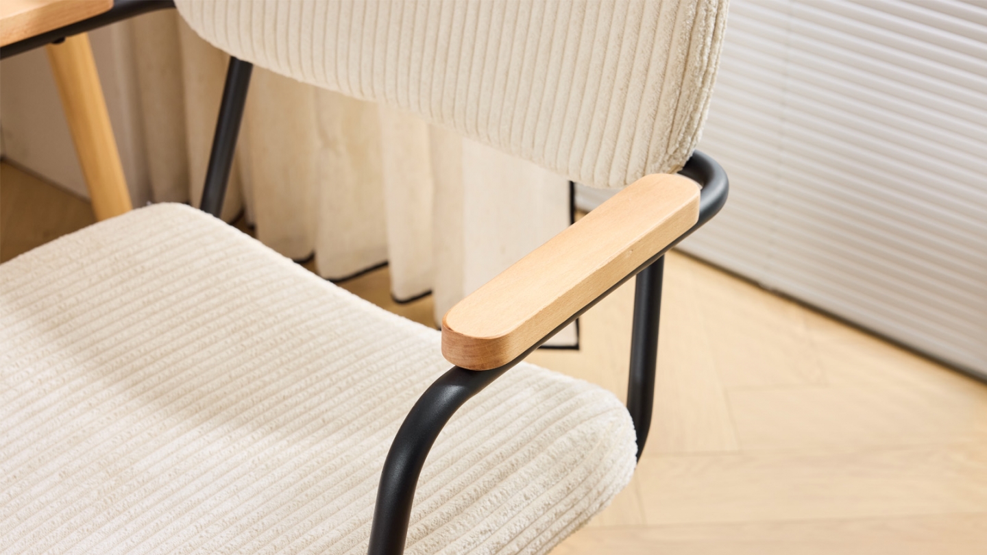 Fauteuil de bureau pivotant et réglable en hauteur en velours côtelé beige - Gianni