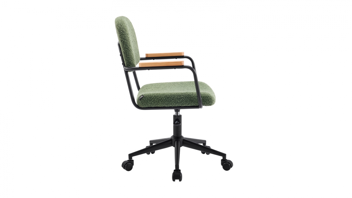 Fauteuil de bureau pivotant et réglable en hauteur en tissu bouclé vert - Gianni