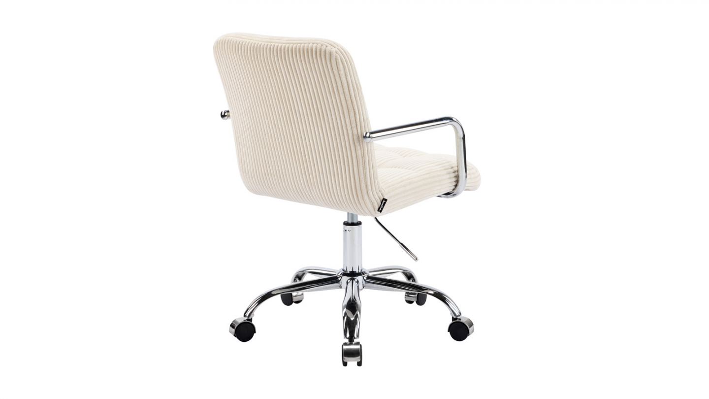 Fauteuil de bureau pivotant et réglable en hauteur en velours côtelé beige - Nolan