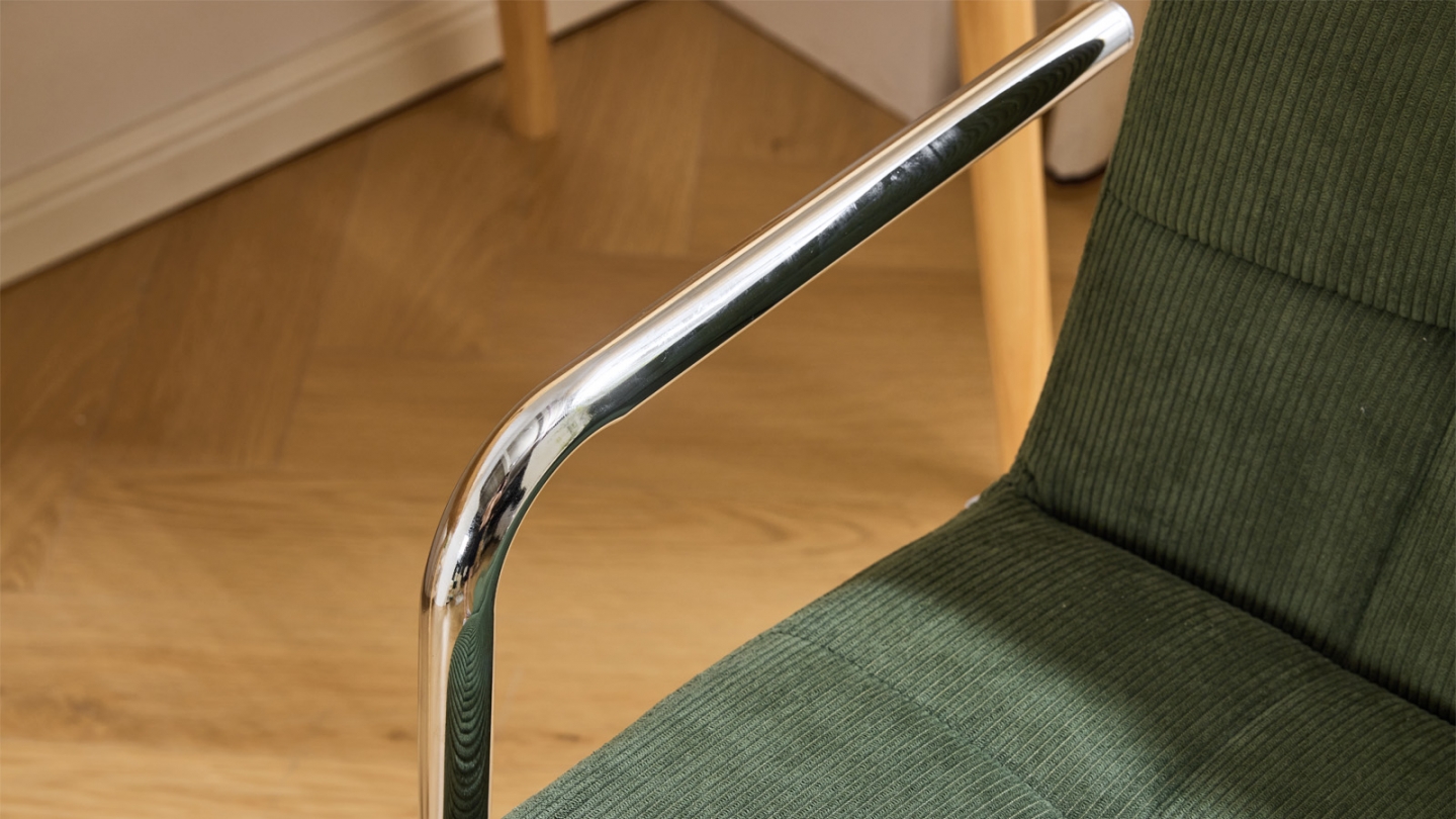 Fauteuil de bureau pivotant et réglable en hauteur en velours côtelé vert kaki - Nolan