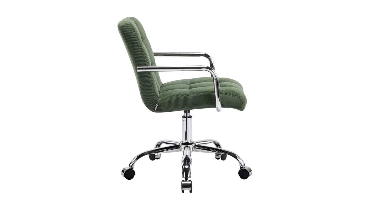 Fauteuil de bureau pivotant et réglable en hauteur en velours côtelé vert kaki - Nolan