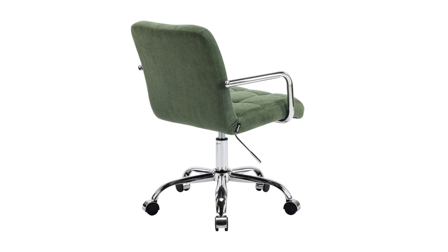 Fauteuil de bureau pivotant et réglable en hauteur en velours côtelé vert kaki - Nolan