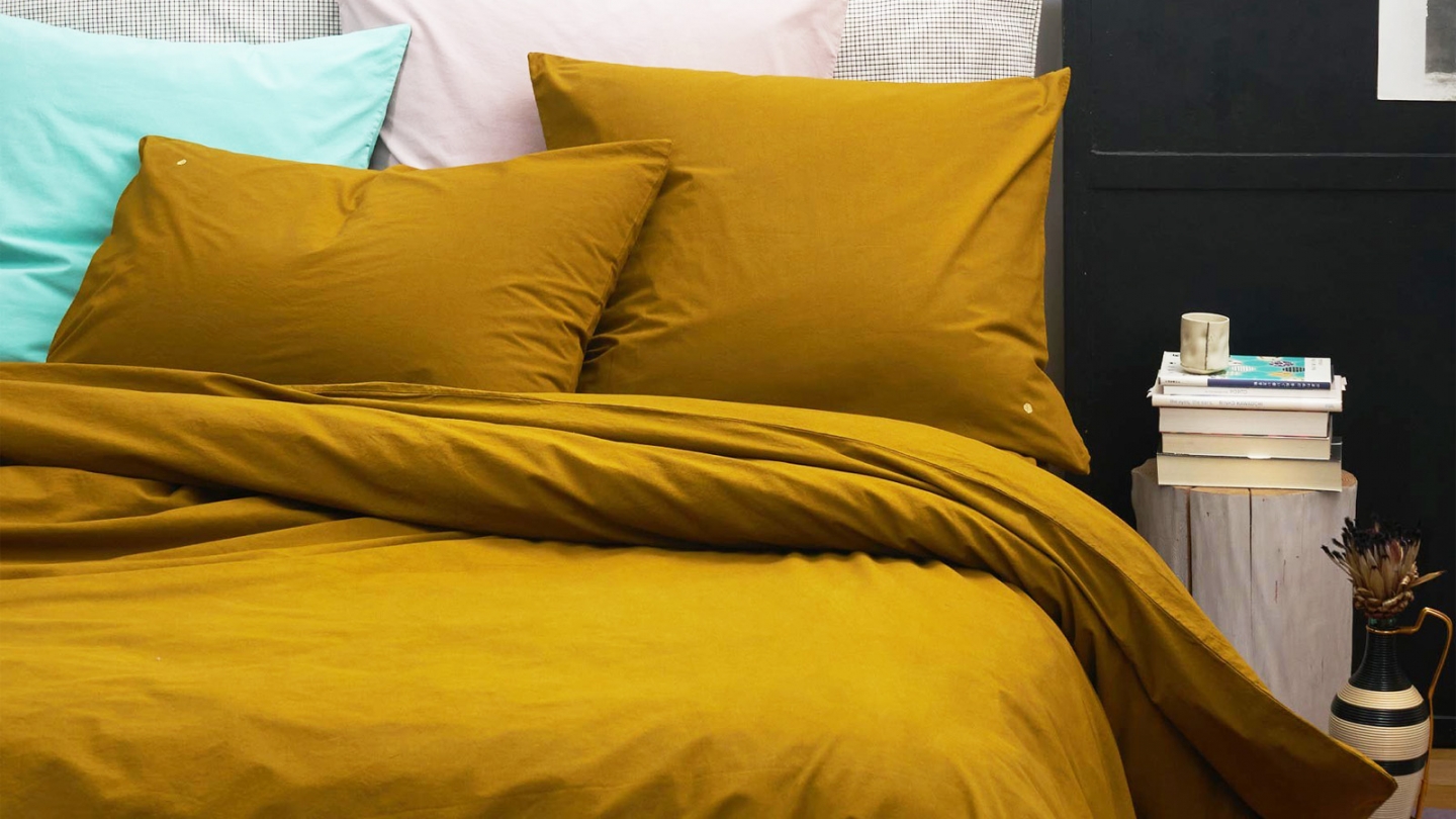 Drap housse en coton bio Jaune 140 x 200 cm - Celeste