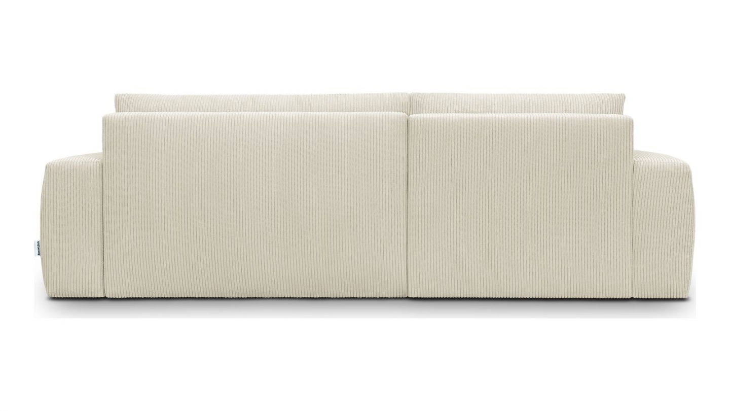 Canapé d'angle gauche convertible 3 places en velours côtelé beige - Sonny