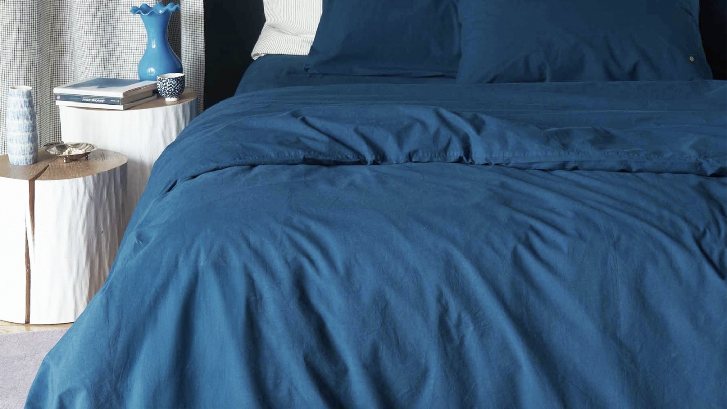 Housse de couette en coton bio bleu 240 x 260 cm - Celeste