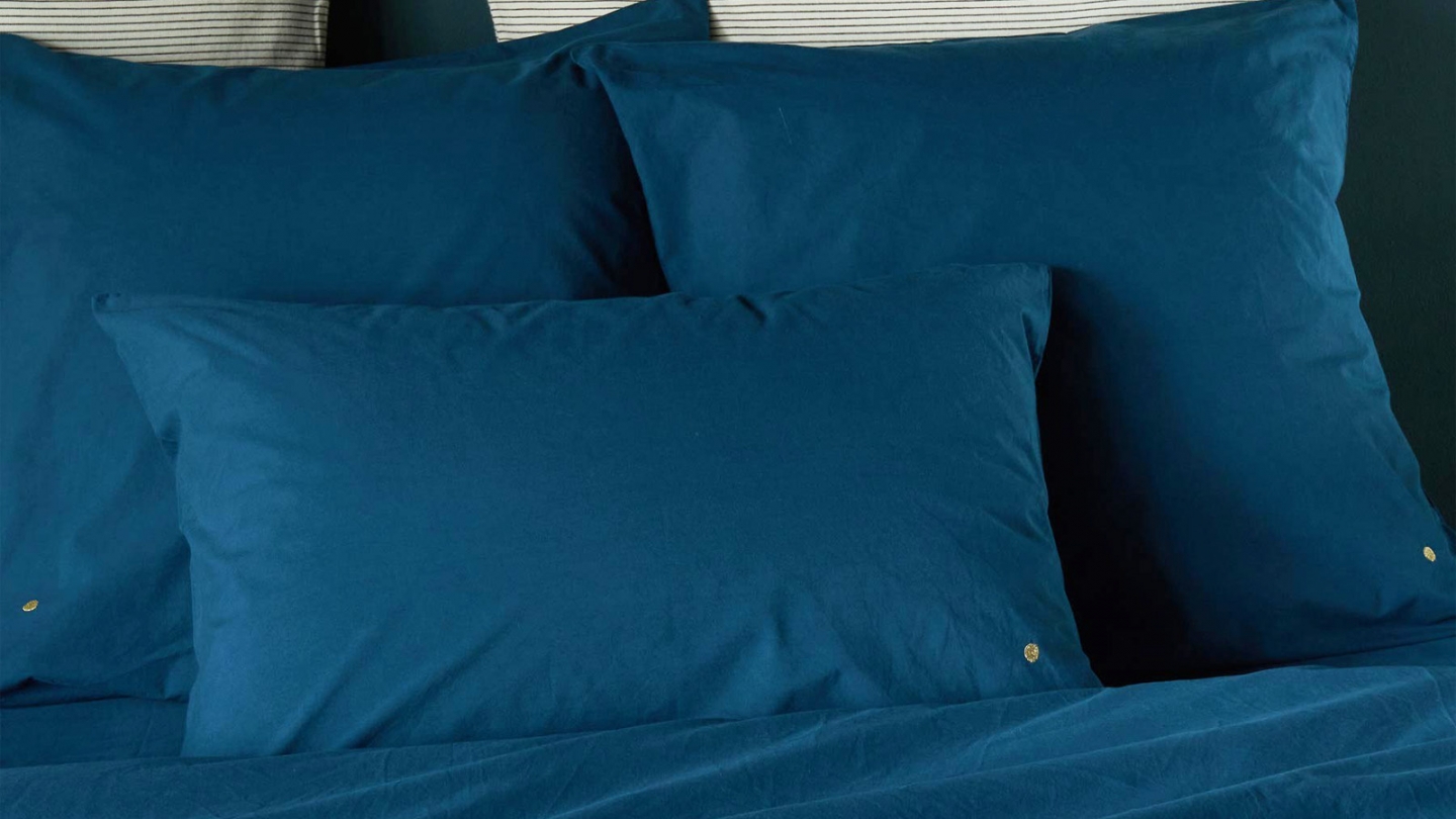 Lot de 2 Taies d'oreiller en coton bio bleu 65 x 65 cm - Celeste