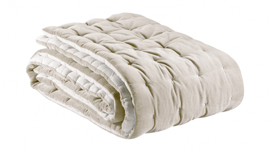 Chemin de lit en veloursuni Grege 90 x 240 cm - Elise