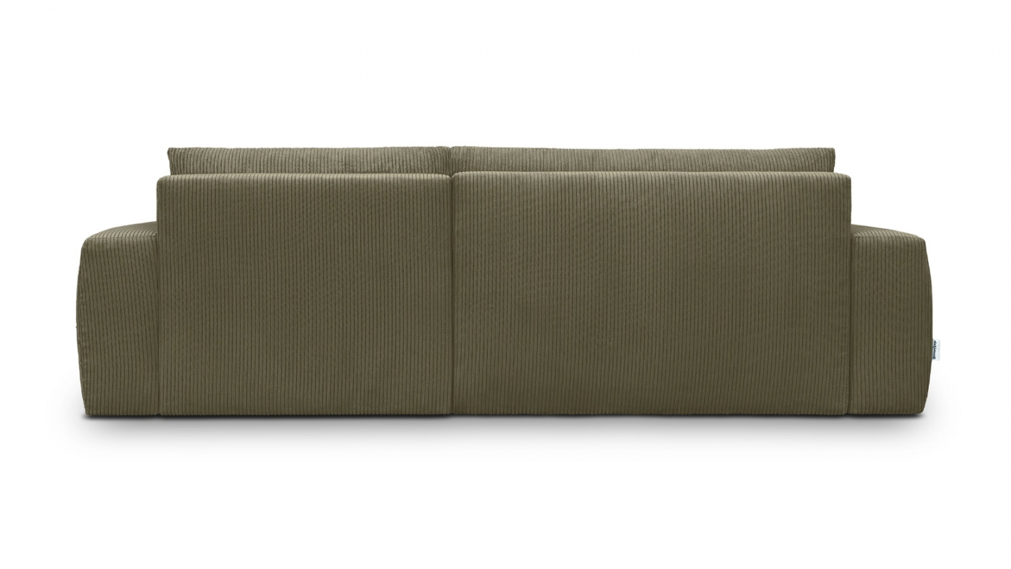 Canapé d'angle droit convertible 3 places en velours côtelé vert kaki - Sonny
