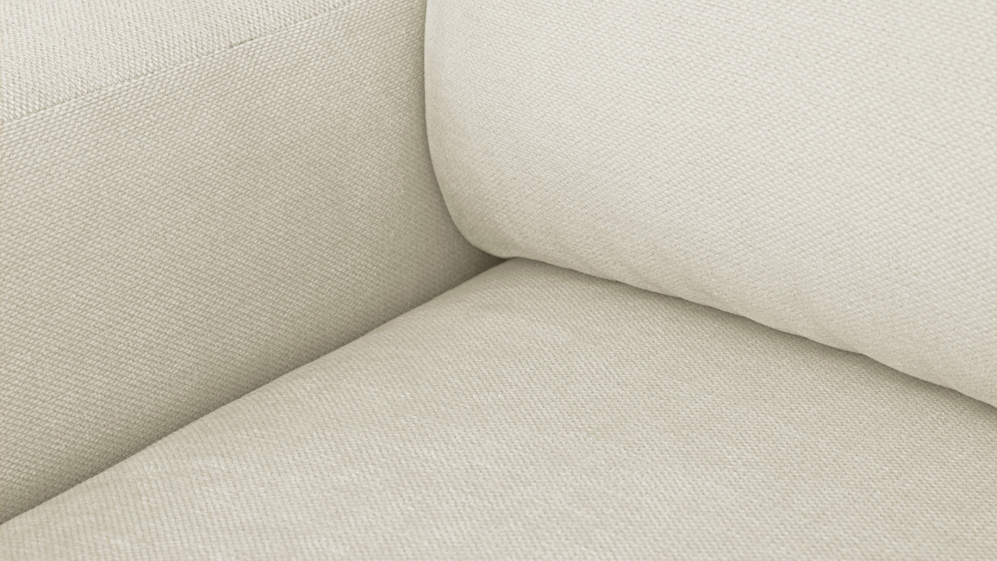 Canapé d'angle droit convertible 3 places en tissu chenille beige - Sonny