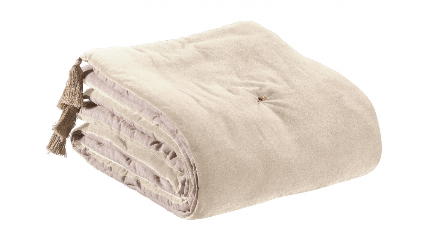 Edredon en velours Grege avec pompons 80x180 cm - Elise