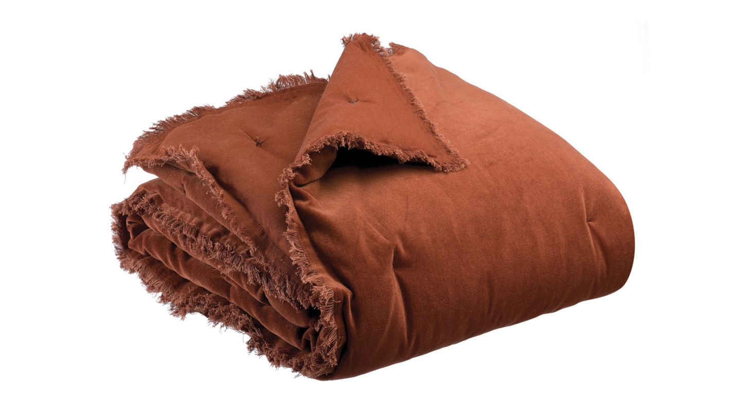 Edredon en velours marron 85 x 200 cm - Fara