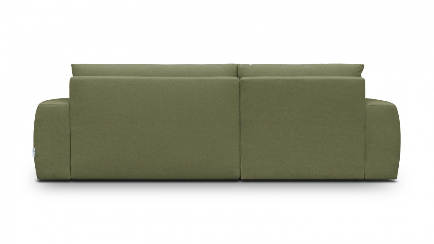 Canapé d'angle gauche convertible 3 places en tissu chenille vert olive - Sonny