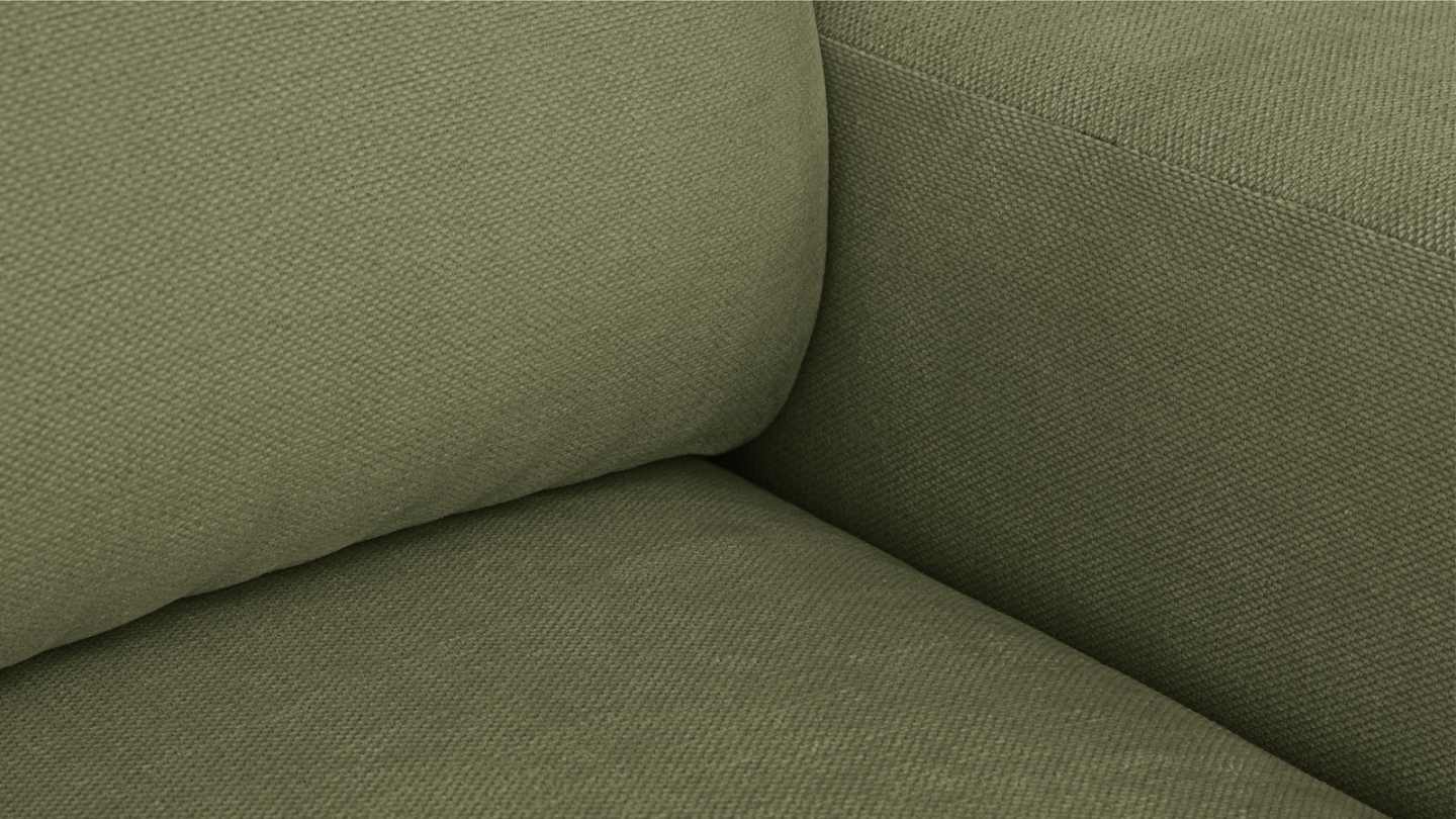 Canapé d'angle gauche convertible 3 places en tissu chenille vert olive - Sonny