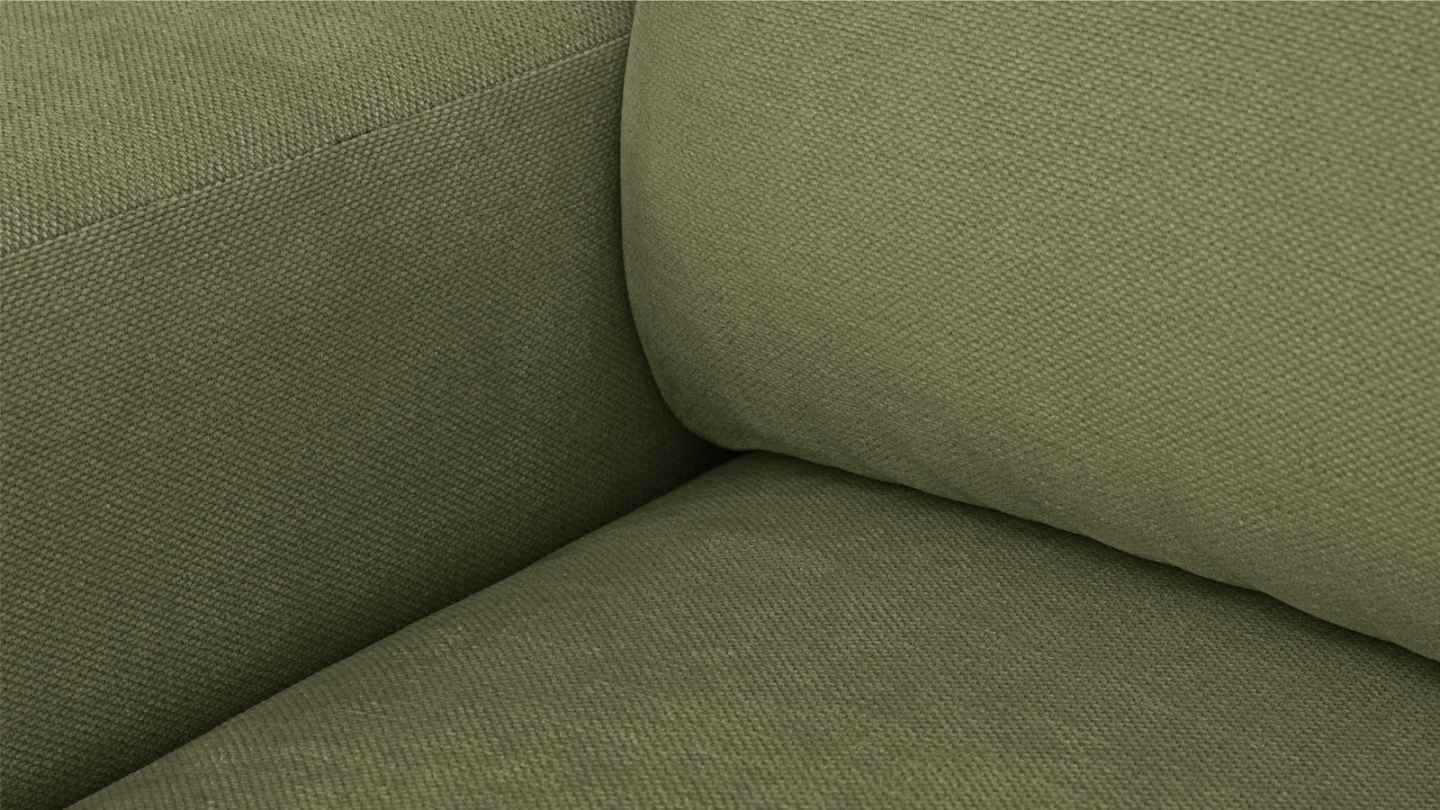 Canapé d'angle droit convertible 3 places en tissu chenille vert olive - Sonny