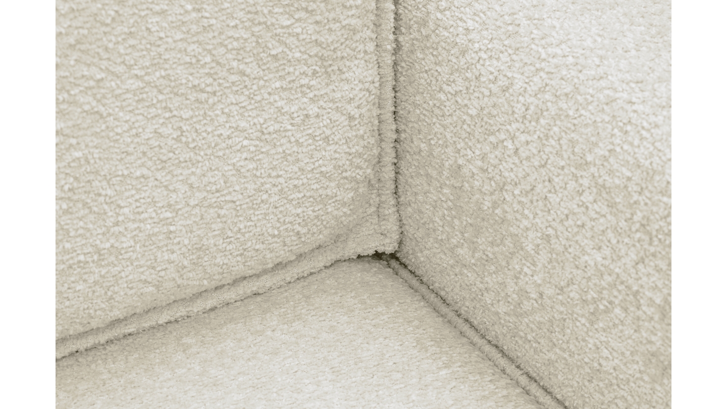 Canapé d'angle ouvert à gauche convertible 3 places en tissu bouclé beige - Emma