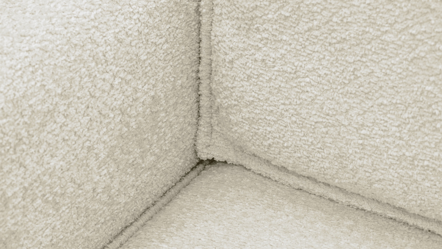 Canapé d'angle ouvert à droite convertible 3 places en tissu bouclé beige - Emma