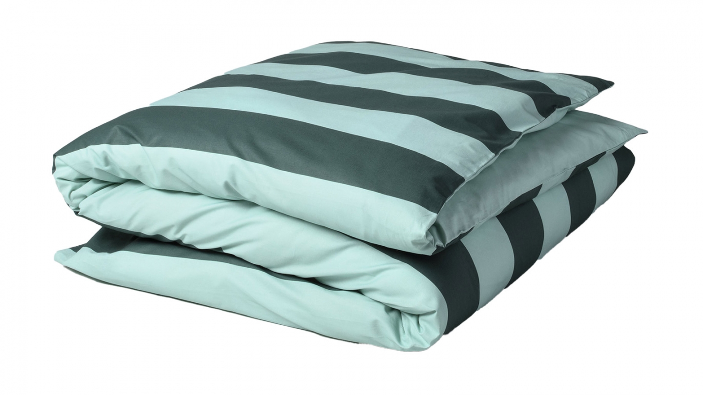 Housse de couette en coton bio rayée Bleu 240 x 260 cm - Malo