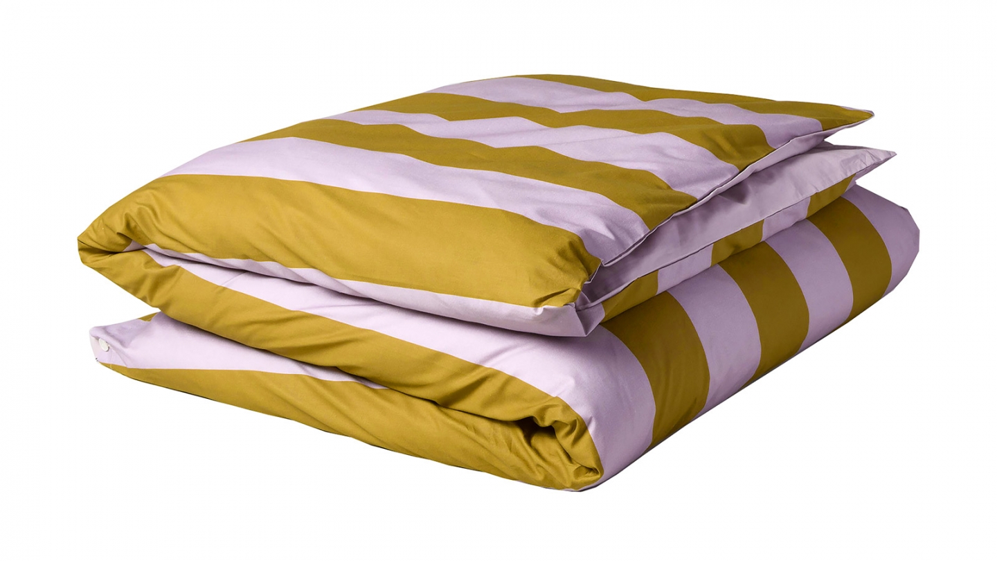 Housse de couette en coton bio rayée Rose 220 x 240 cm - Malo