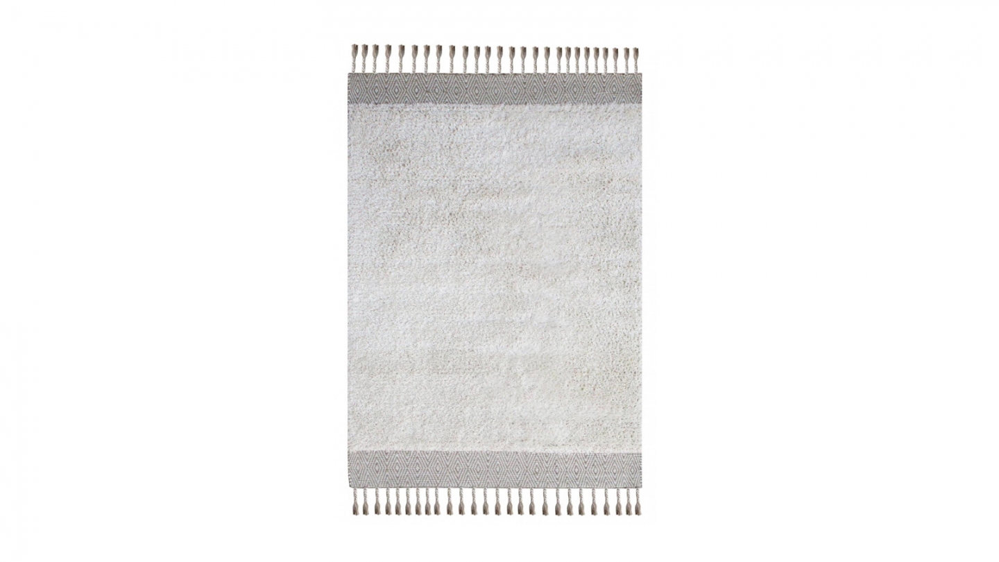 Tapis en laine tissé artisalement bouclé beige 120 x 180 cm - Wigan Tapis en laine tissé artisalement bouclé beige 120 x 180 cm - Wigan
