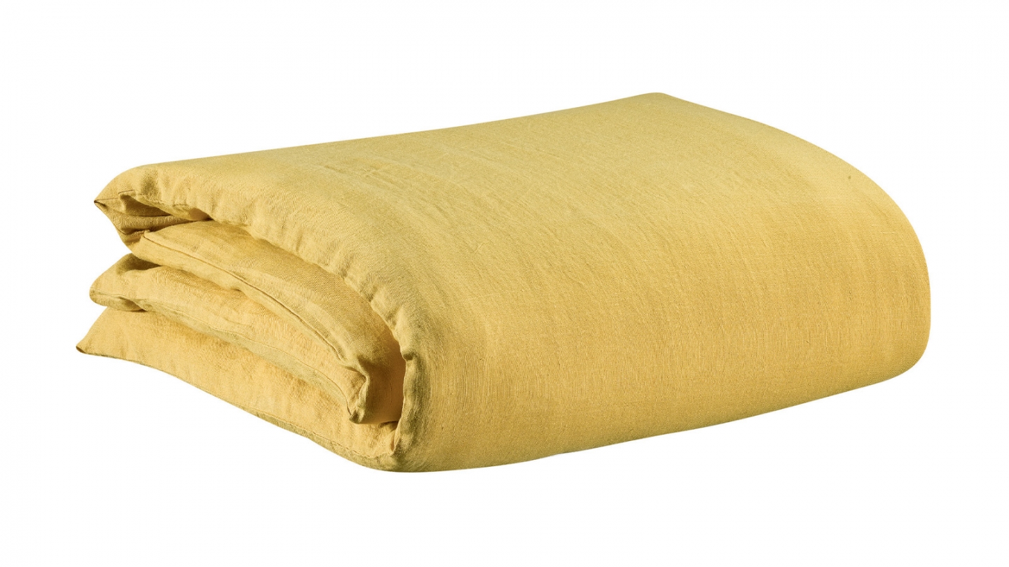 Housse de couette en lin Jaune 260 x 240 cm - Zeff