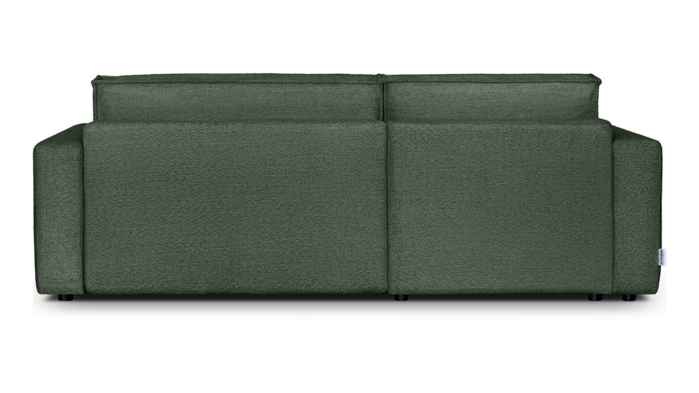 Canapé d'angle à gauche convertible 3 places en tissu bouclé vert foncé - Asti Canapé d'angle à gauche convertible 3 places en tissu bouclé vert foncé - Asti