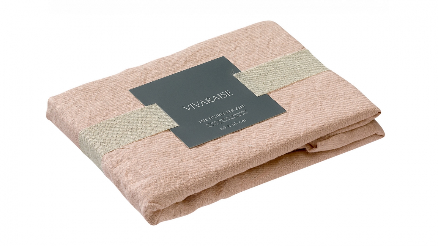 Lot de 2 Taies d'oreiller en lin Jaune 65 x 65 cm - Zeff Lot de 2 Taies d'oreiller en lin Jaune 65 x 65 cm - Zeff