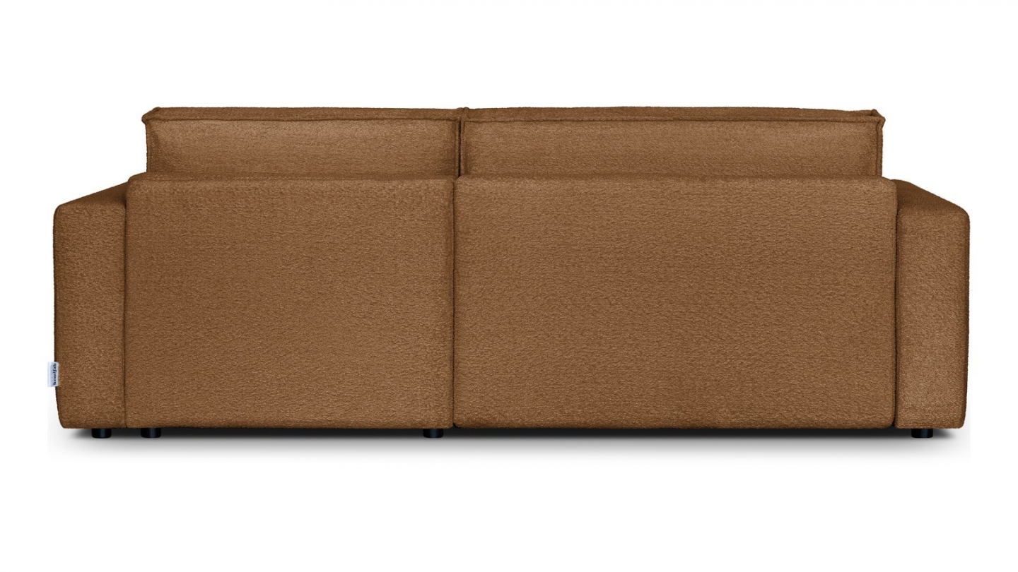 Canapé d'angle à droite convertible 3 places en tissu bouclé rouille - Asti Canapé d'angle à droite convertible 3 places en tissu bouclé rouille - Asti