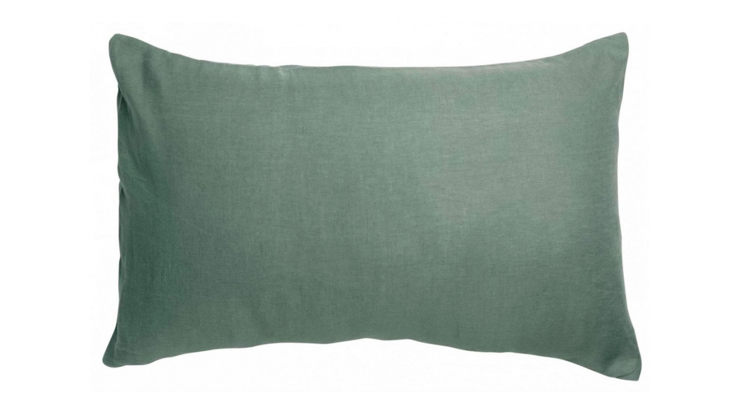 Lot de 2 Taies d'oreiller en lin Vert 50 x 75 cm - Zeff Lot de 2 Taies d'oreiller en lin Vert 50 x 75 cm - Zeff