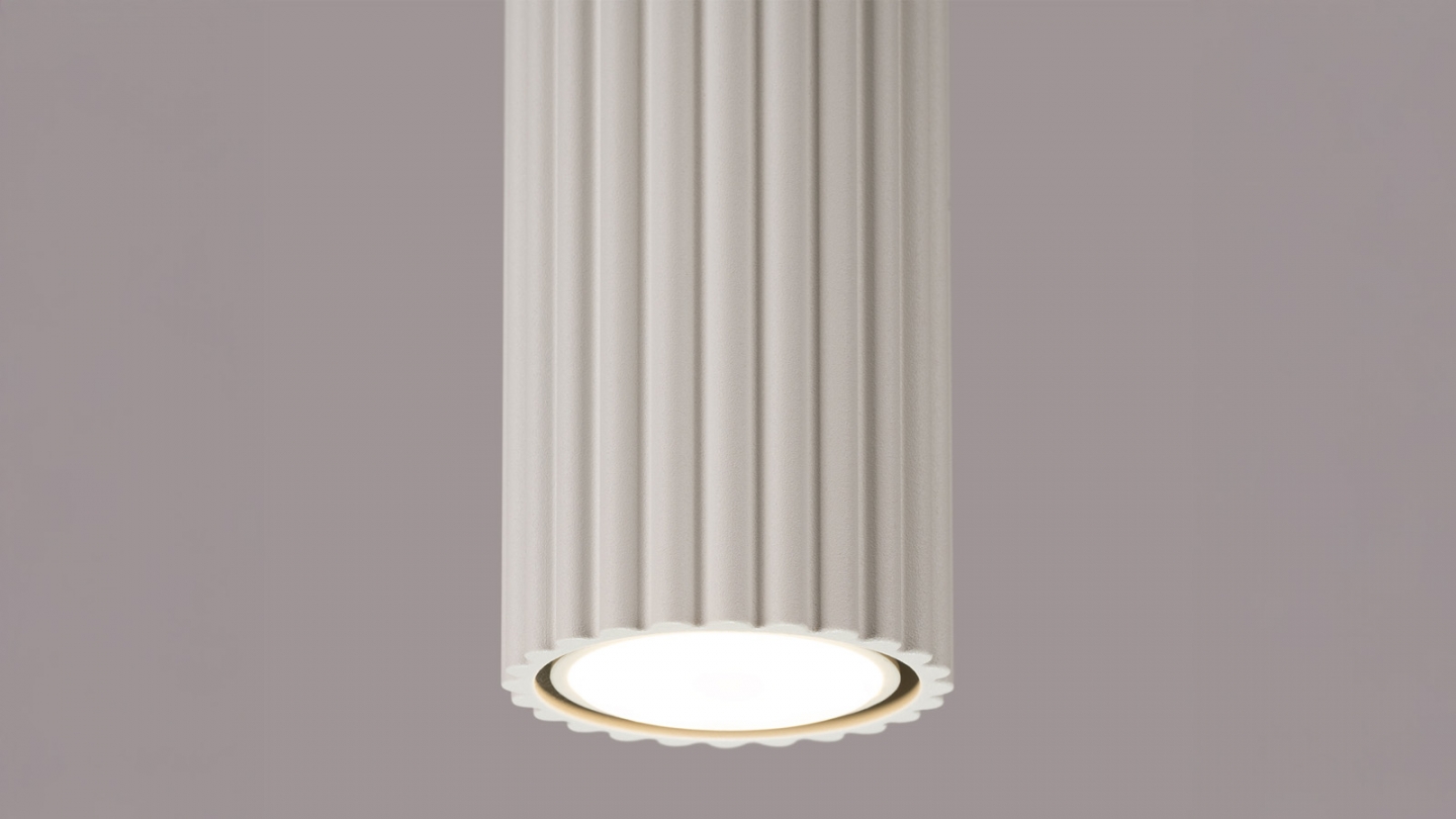 Plafonnier en aluminium cannelé 10 cm beige - Karbon