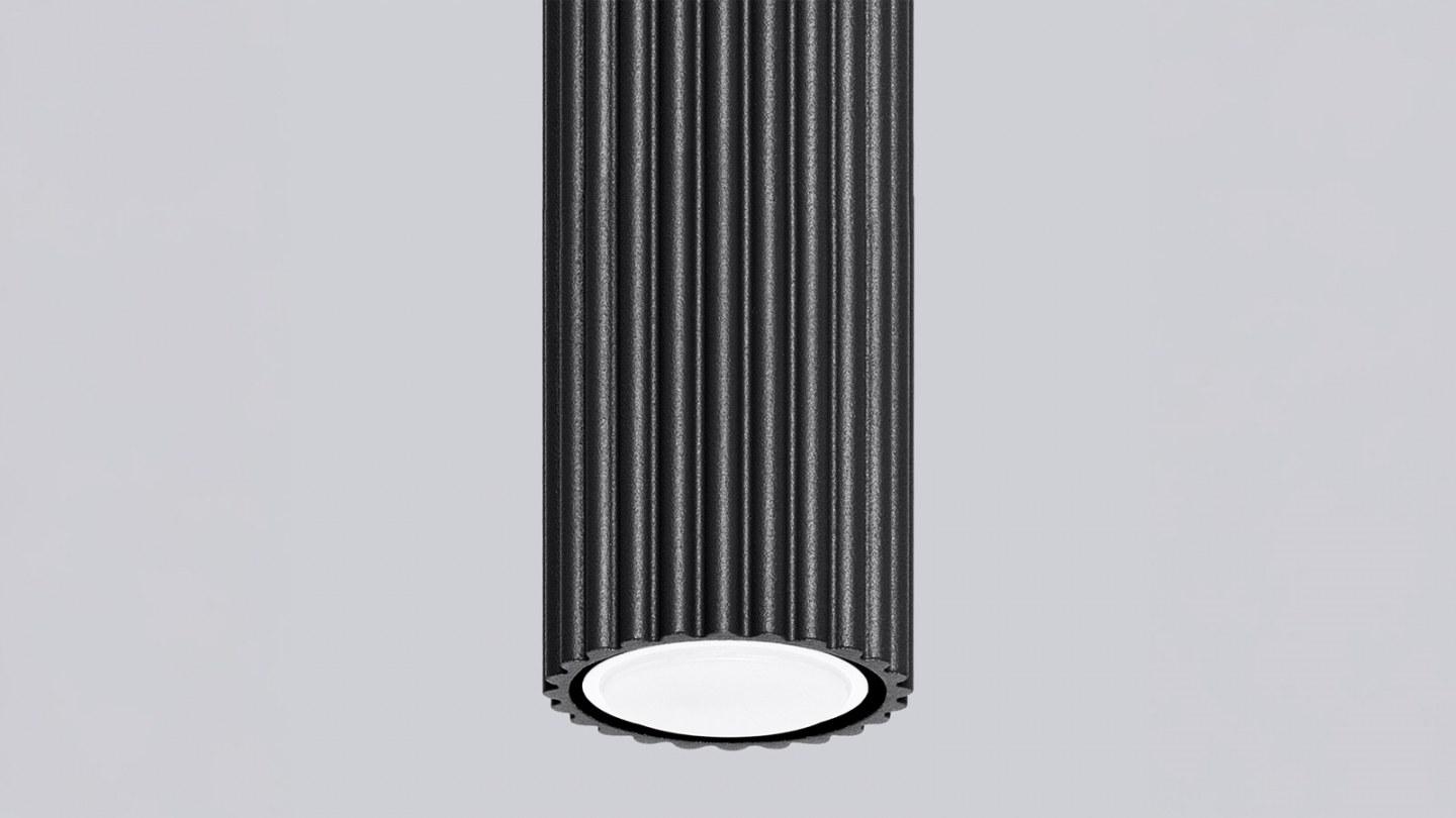Plafonnier en aluminium cannelé 10 cm noir - Karbon