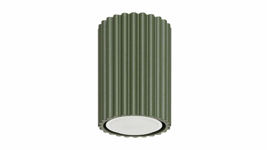 Plafonnier en aluminium cannelé 10 cm vert olive - Karbon