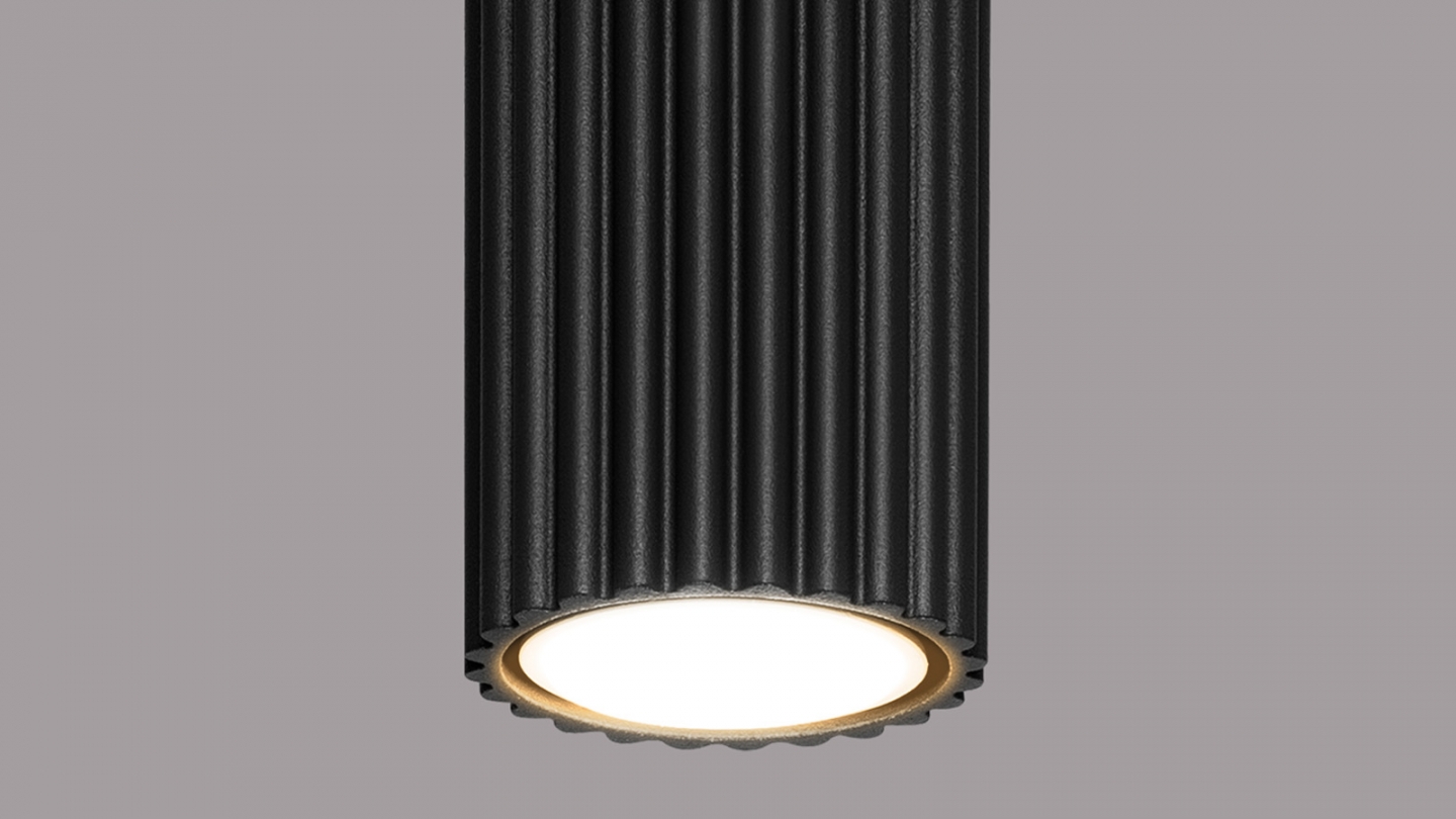 Plafonnier en aluminium cannelé 20 cm noir - Karbon Plafonnier en aluminium cannelé 20 cm noir - Karbon