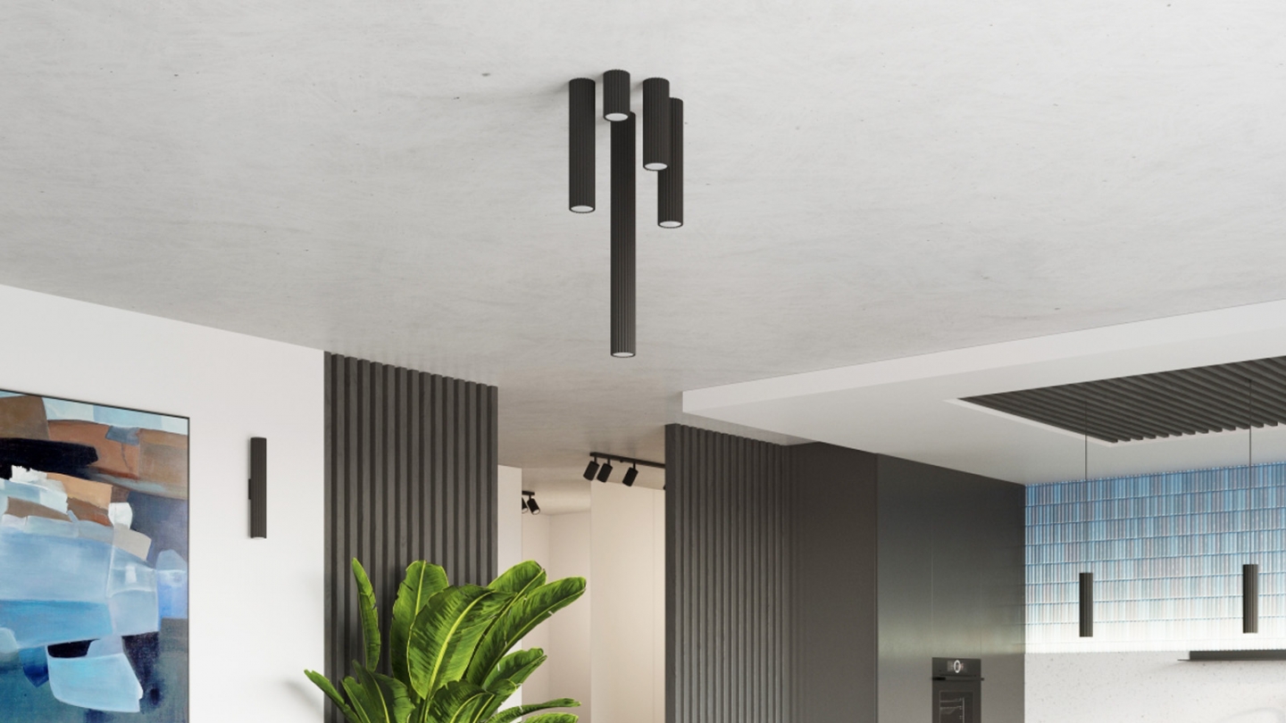 Plafonnier en aluminium cannelé 20 cm noir - Karbon Plafonnier en aluminium cannelé 20 cm noir - Karbon