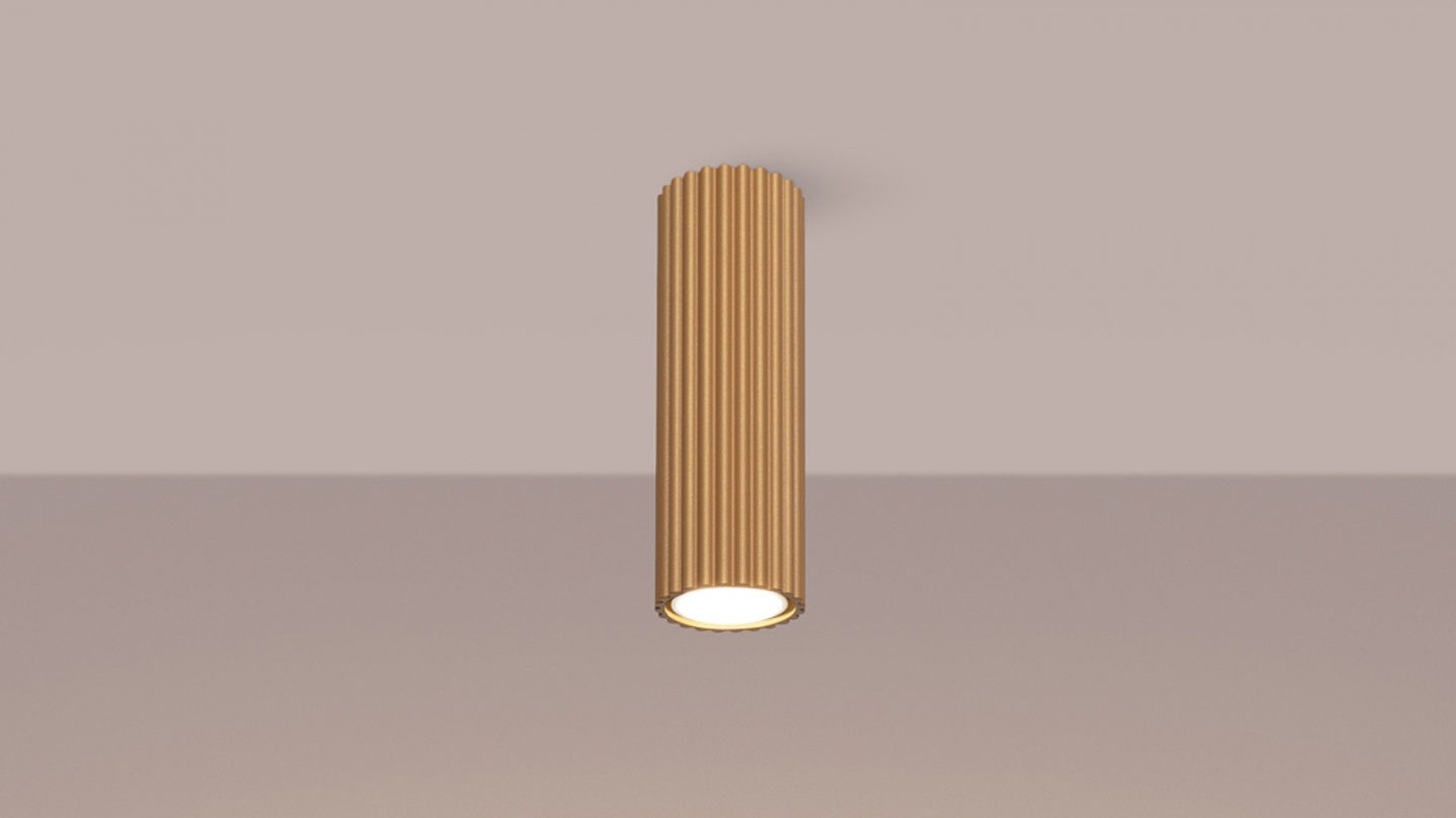 Plafonnier en aluminium cannelé 20 cm or - Karbon