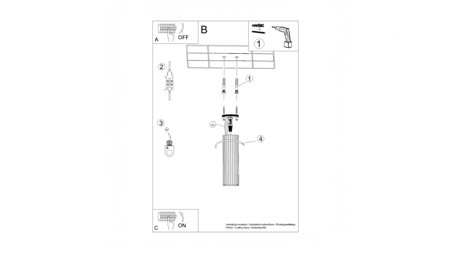 Plafonnier en aluminium cannelé 20 cm or - Karbon