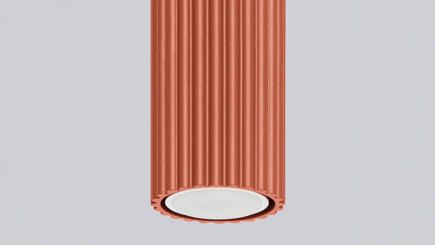Plafonnier en aluminium cannelé 20 cm terracotta - Karbon