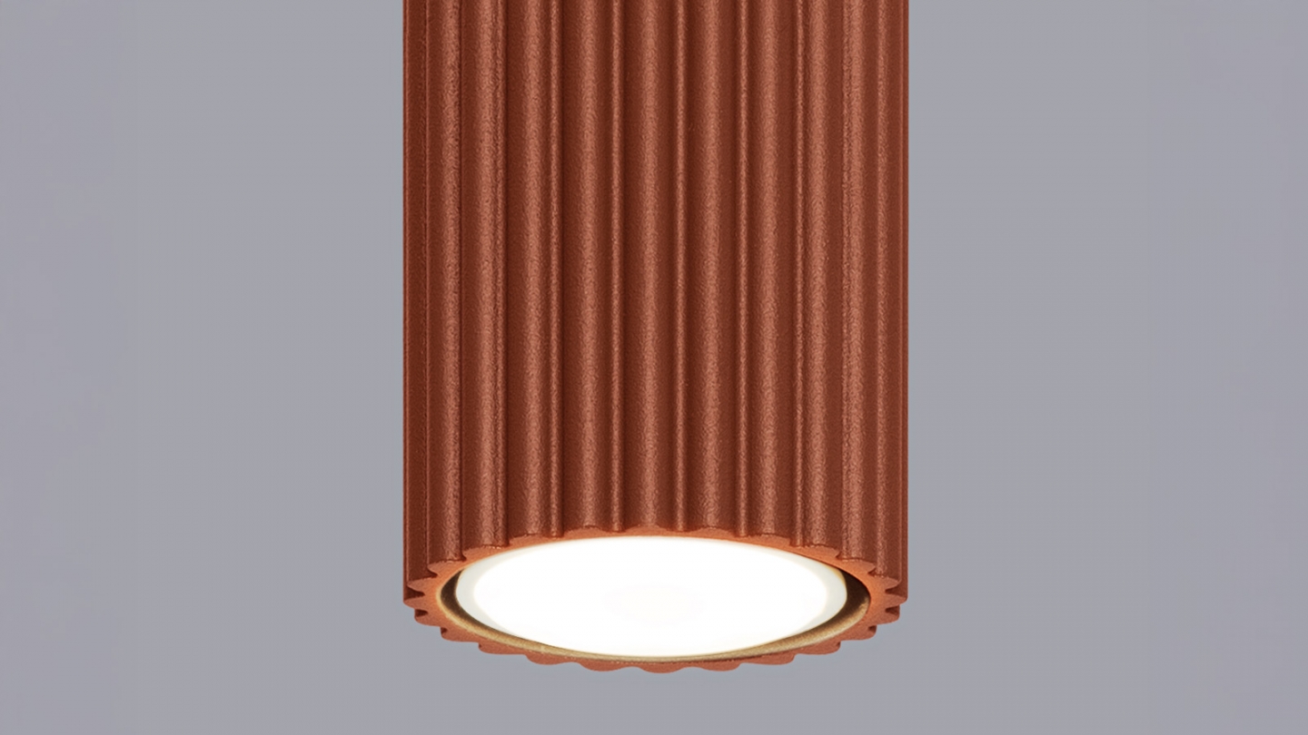 Plafonnier en aluminium cannelé 20 cm terracotta - Karbon