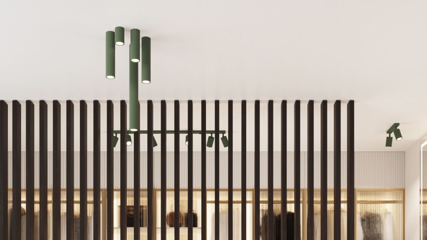 Plafonnier en aluminium cannelé 20 cm vert olive - Karbon Plafonnier en aluminium cannelé 20 cm vert olive - Karbon