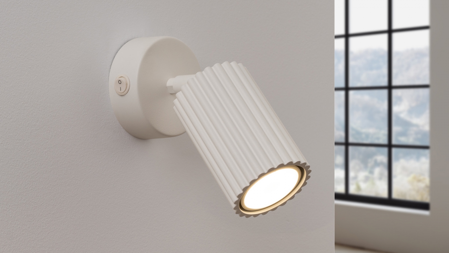 Applique en aluminium cannelé beige avec interrupteur - Karbon