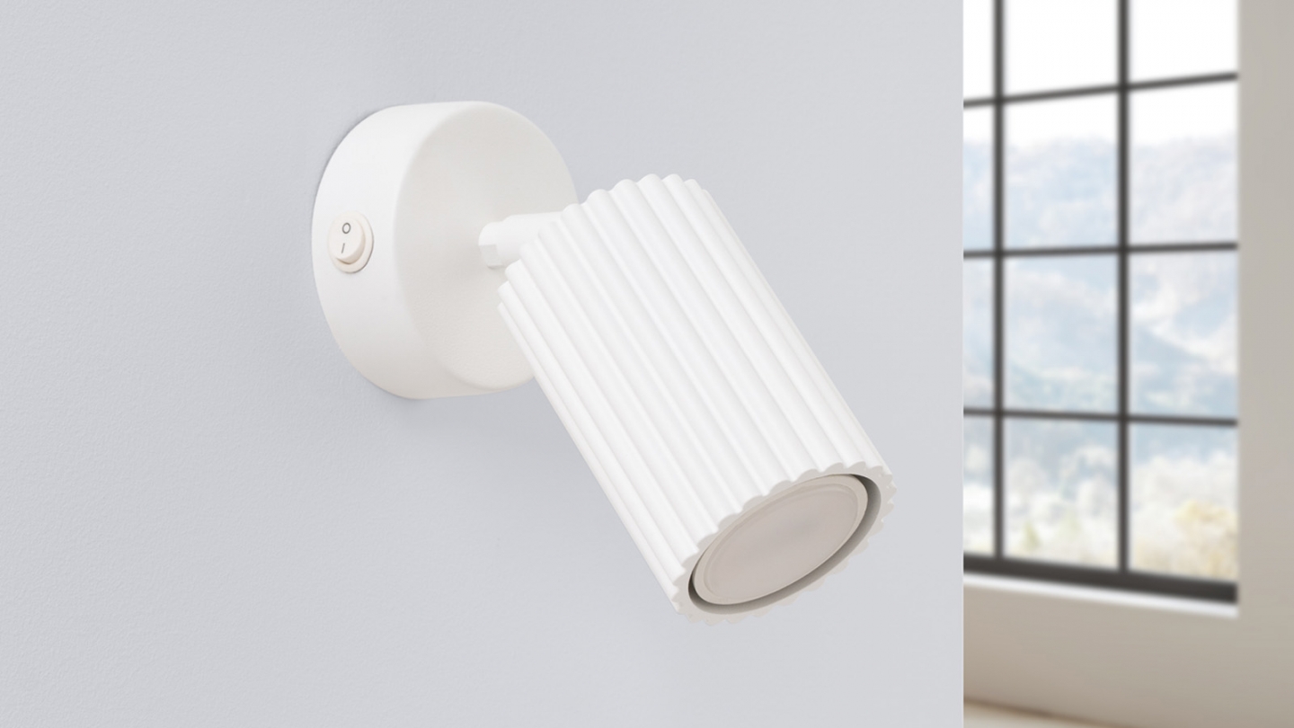 Applique en aluminium cannelé blanc avec interrupteur - Karbon