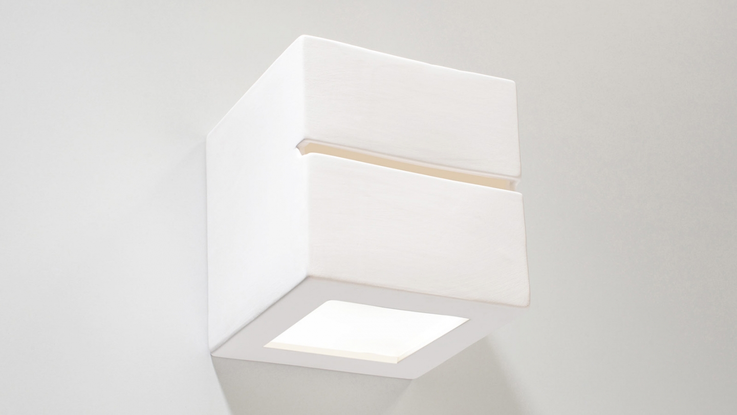 Applique cubique en céramique blanche - Leo
