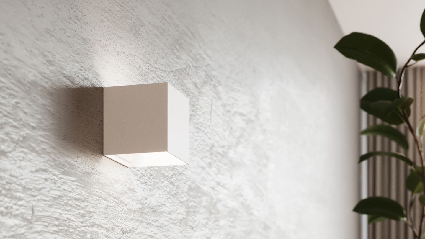 Applique cubique pour l'extérieur en aluminium blanc - Luca