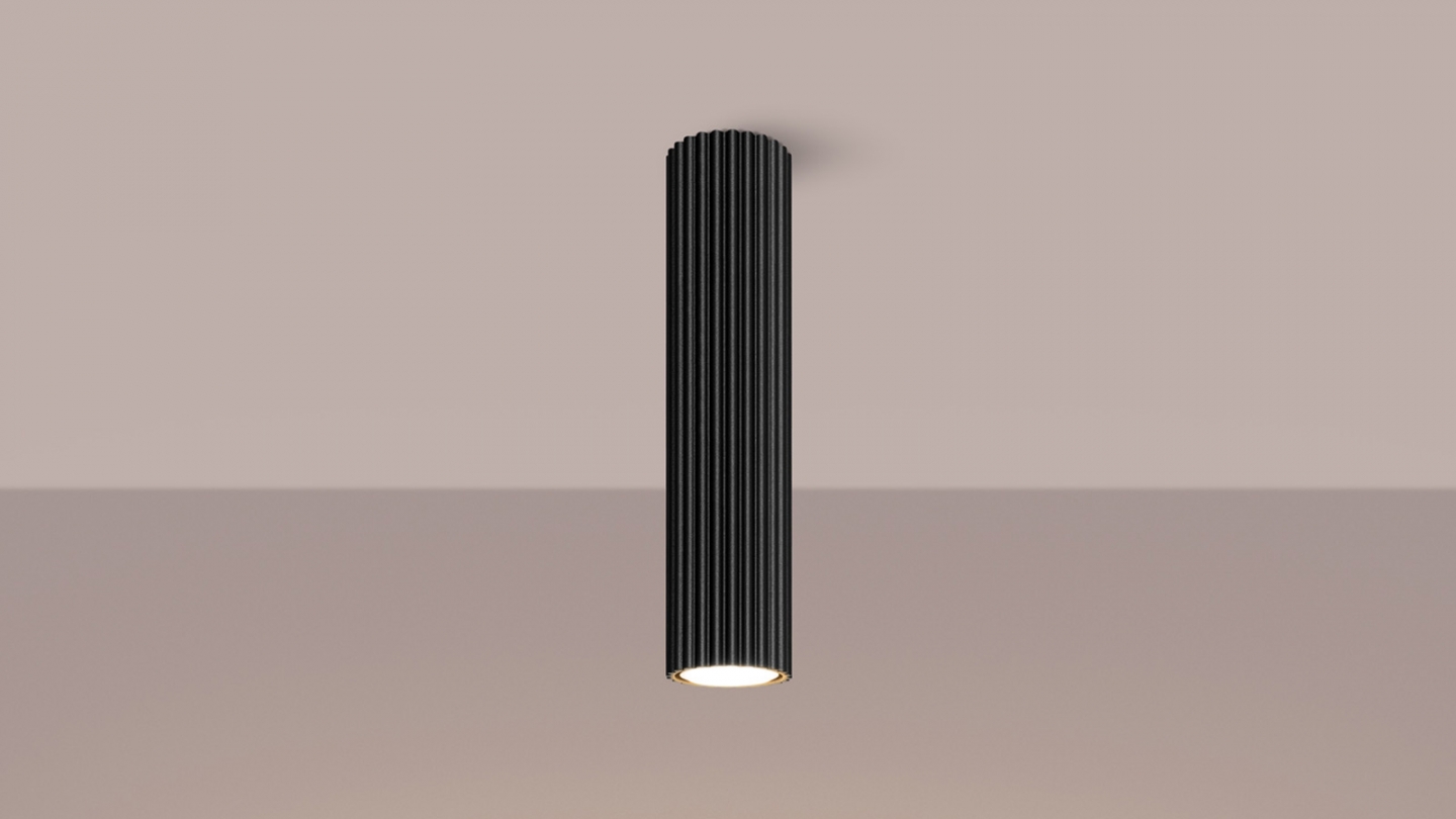 Plafonnier en aluminium cannelé 30 cm noir - Karbon Plafonnier en aluminium cannelé 30 cm noir - Karbon