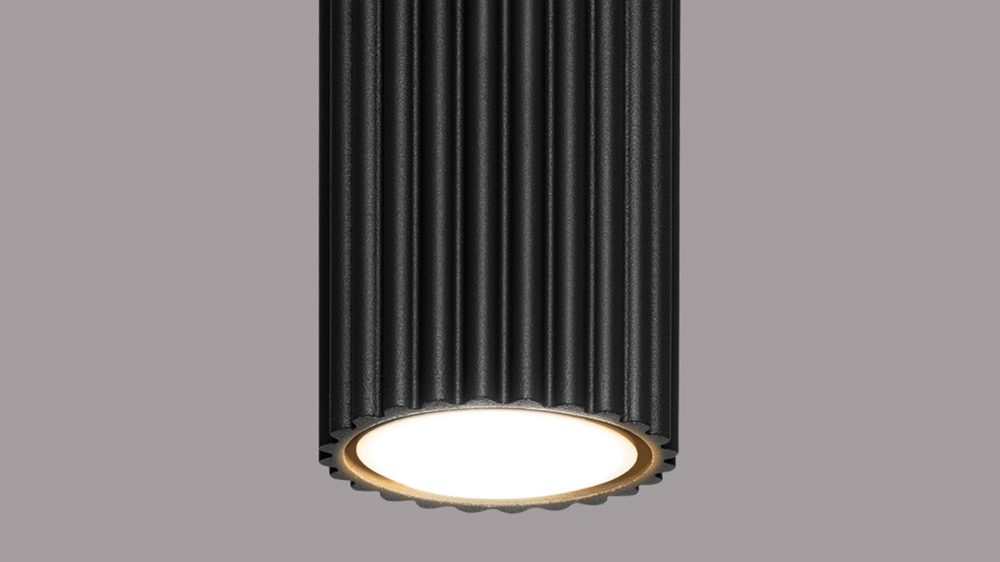 Plafonnier en aluminium cannelé 30 cm noir - Karbon Plafonnier en aluminium cannelé 30 cm noir - Karbon