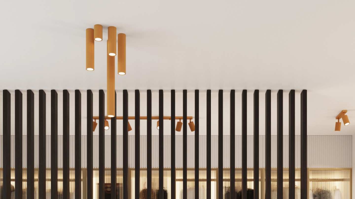 Plafonnier en aluminium cannelé 30 cm or - Karbon Plafonnier en aluminium cannelé 30 cm or - Karbon